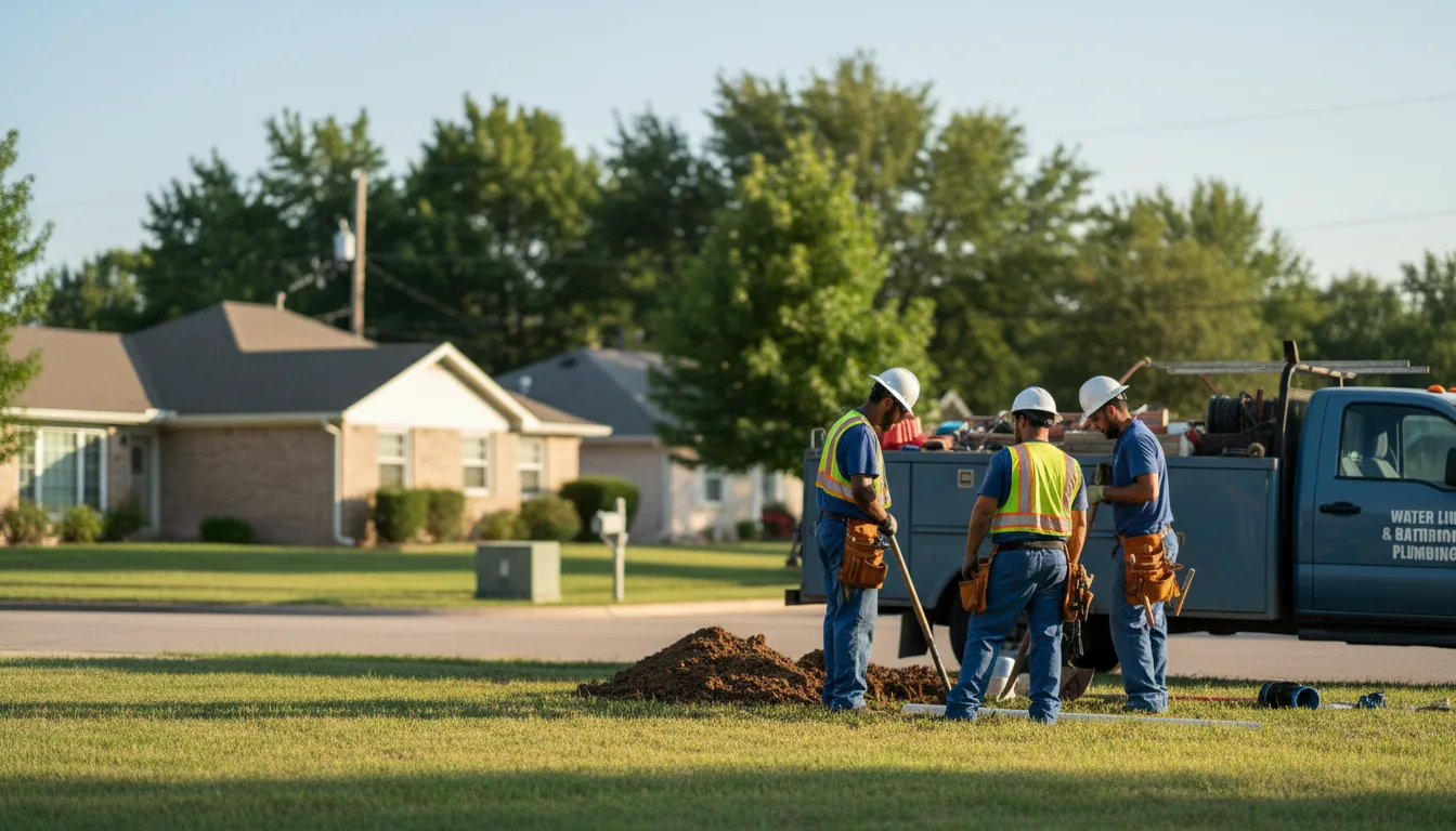Residential water line and bathroom plumbing service in Covington, OK